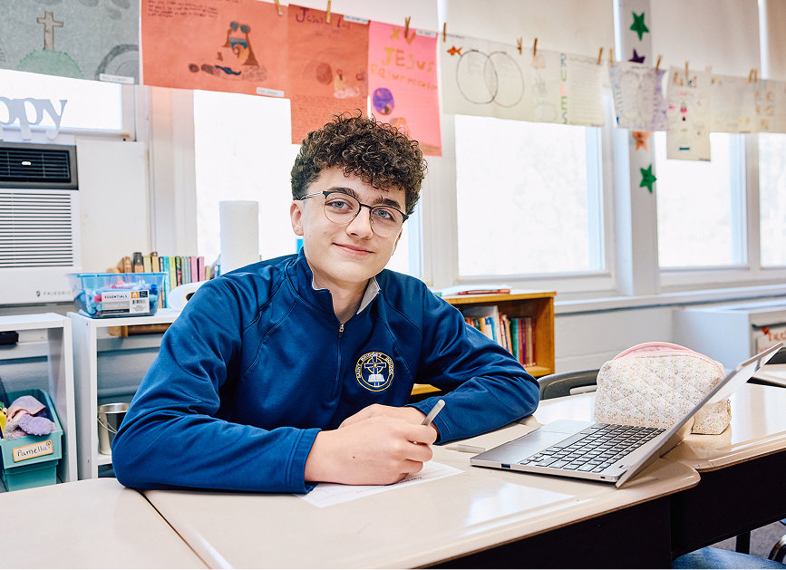 St. Bridget student in class